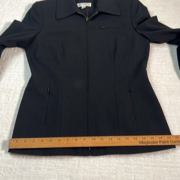 Vintage Gruppo Americano black wool blend black zip up collared fitted blazer 10 - Picture 10 of 12